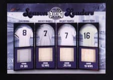 Yogi Berra / Mickey Mantle / Mickey Mantle / Whitey Ford 2025 Leaf Bronx Legacy Season Leaders card