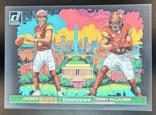 2024 Clearly Donruss Downtown Duos Jayden Daniels / Terry McLaurin #11 card