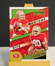 Jerry Rice, Joe Montana 2022 Panini Contenders Touchdown Tandems card