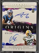 2025 Panini Origins Dual Rookie Autographs Tetairoa McMillan/Matthew Golden AUTO #9 card
