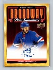 2025-26 Upper Deck New York Rangers Centennial Broadway Blue Signatures Vincent Trocheck #BBS-VT card
