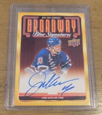 2025-26 Upper Deck New York Rangers Centennial Broadway Blue Signatures Joe Kocur #BBS-JK card
