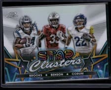 Blake Corum / Jonathon Brooks / Trey Benson 2024 Topps Chrome Cosmic Star Clusters card