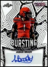 2025 Leaf Vivid Bursting With Talent Autographs Jabari Brady #TA-JB2 card