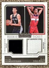 2024 2023 Panini Contenders Rookie Ticket Dual Swatch Victor Wembanyama / Bilal Coulibaly #RT2-FRN