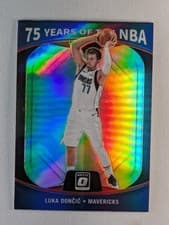 Luka Doncic 2021 Panini Prizm 75 Years of NBA Optic card