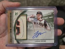 Logan Webb 2025 Topps Museum Collection Momentous Material Jumbo Patch Autographs card