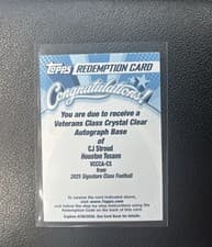 2025 Topps Signature Class Veterans Class Crystal Clear Autographs CJ Stroud #VCCCA-CS card