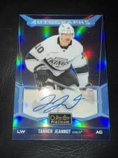 2024-25 O-Pee-Chee Platinum Blue Rainbow Autographs Tanner Jeannot #BA-TJ card