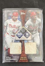 2025 Topps Rounding the Bases Dual Relics Kyle Schwarber / Bryce Harper #RTBD-KH card