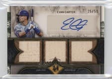 2025 Topps Museum Collection Single Player Signature Swatches Triple Relic Autographs Evan Carter #SPTRA-EC card