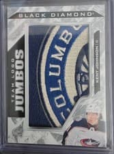2024-25 Upper Deck Black Diamond Team Logo Jumbo Patch Puzzle - Blue Jackets Kent Johnson #TL-KJ card
