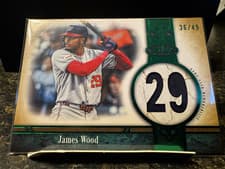 James Wood 2026 Topps Tier One Jersey Number Relics card