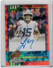 2025 Topps Chrome Sapphire 1990 Topps Autographs Sapphire Ladd McConkey #1990-LM card
