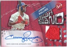 2025 Topps Pristine Popular Demand Autograph Relics Jimmy Rollins #PPDAR-JRO card