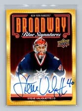2025-26 Upper Deck New York Rangers Centennial Broadway Blue Signatures Steve Valiquette #BBS-VA card