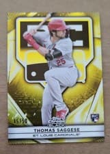 2025 Topps Chrome Black Rookie Design Variations Thomas Saggese #96 card