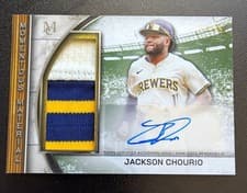 2025 Topps Museum Collection Momentous Material Jumbo Patch Autographs Jackson Chourio #MMJPA-JCO card