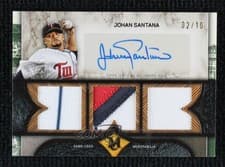 2025 Topps Museum Collection Single Player Signature Swatches Triple Relic Autographs Johan Santana #SPTRA-JS