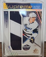Niko Mikkola 2025-26 SP Game Used 2025 4 Nations Face-Off Supreme Patches card