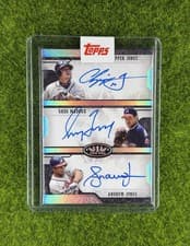 2025 Topps Tier One Triple Autographs Andruw Jones / Greg Maddux / Chipper Jones #TA-JMJ card