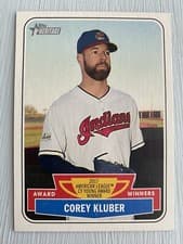 Corey Kluber 2018 Topps Heritage Award Winners card