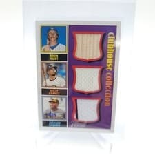 2025 Topps Heritage Clubhouse Collection Triple Player Relics Jackson Chourio / Robin Yount / Willy Adames #CCTR-YAC card