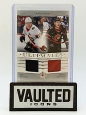 2024-25 Upper Deck Ultimate Collection Ulti-Mates Jersey Tim Stutzle/Brady Tkachuk #UTM-TS card