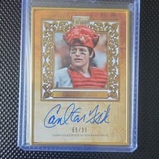2025 Topps Gilded Collection Gold Framed Hall of Fame Autographs Carlton Fisk #HAFA-CF card