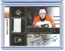 2024-25 Upper Deck Ultimate Collection Ultimate Material Signatures Travis Sanheim #USM-TS card