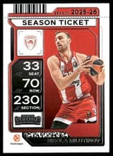 2025-26 Panini Contenders EuroLeague Base Season Ticket Nikola Milutinov #38