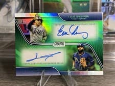 2025 Stadium Club Dual Autographs Evan Longoria/Junior Caminero #DA-LC card