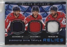 2025-26 Upper Deck Black Diamond Diamond Mine Triple Relics Alex Ovechkin/Dylan Strome/Tom Wilson #DMTR-OSW card