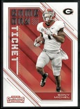 Sony Michel 2018 Panini Contenders Draft Picks Game Day Ticket card