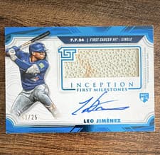 2025 Topps Inception MLB First Milestone Autograph Relics Leo Jiménez #FMAR-LJ card