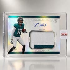 Travis Hunter 2025 Panini National Treasures Crossover Rookie Patch Autographs card