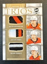 2024-25 Upper Deck The Cup Cup Trios Jersey Cutter Gauthier/Leo Carlsson/Trevor Zegras #C3-GCZ card
