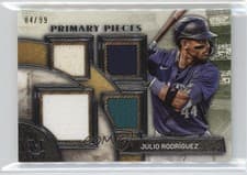 2025 Topps Museum Collection Single Player Primary Pieces Quad Relics Julio Rodríguez #SPPQ-JROD card