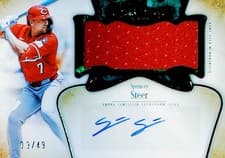 2026 Topps Tier One Autographed Tier One Jumbo Relics Spencer Steer #AT1JR-SS card