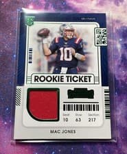 Mac Jones 2021 Panini Contenders Rookie Ticket Swatches card