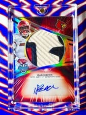 2025 Bowman University Best Prospect Jumbo Relic Autographs Refractor Isaac Brown #JRA-IB card