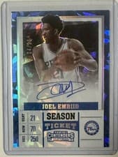 Joel Embiid Autograph Cracked Ice 2017 Panini Contenders Draft Picks card