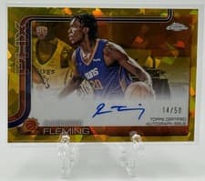 2025-26 Topps Chrome Sapphire Topps Chrome Autograph Rookies Rasheer Fleming #TCAR-RF card