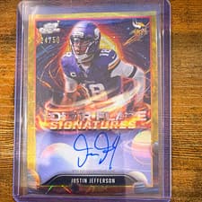 2025 Topps Cosmic Chrome Solar Flares Signatures Justin Jefferson #SFS-JJF card