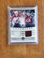 2024-25 Upper Deck Ultimate Collection Ulti-Mates Jersey Nathan MacKinnon/Mikko Rantanen #UTM-MR card