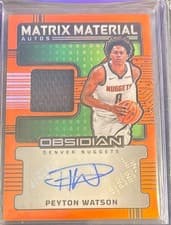 2024-25 Panini Obsidian Matrix Material Autos Peyton Watson #MM-PWD card