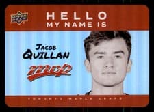 2025-26 Upper Deck MVP Hello My Name Is Stickers Jacob Quillan #HNI-11 card