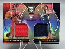 2024-25 Panini Totally Certified Rookie Dual Swatches Ja'Kobe Walter/Yves Missi #RDS-JWY card
