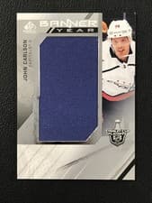 John Carlson 2021 SP Game Used NHL Stanley Cup Playoffs Banner Year Relics card
