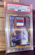 2024 Bowman Chrome Autograph Relics Chrome Refractor Wyatt Langford #BCAR-WL card